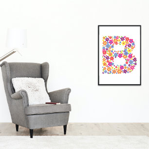 Monogramm-Blume Blumenbrief B Poster