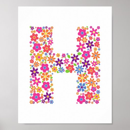 Monogramm-Blume Blumenbrief H Poster (Vorne)