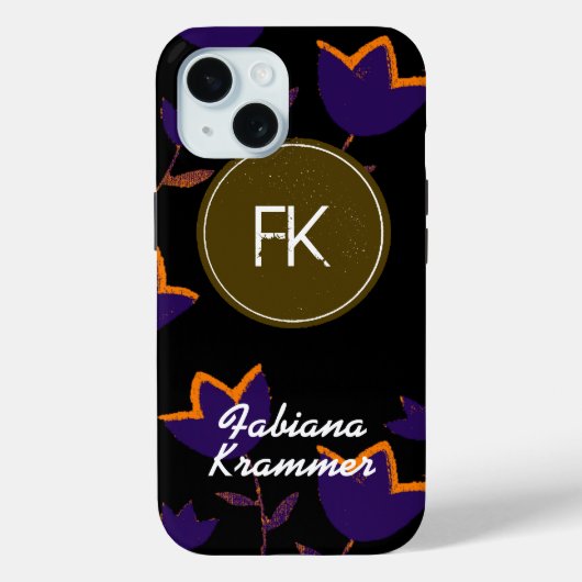 Monogramm-Blume Case-Mate iPhone Hülle (Rückseite)