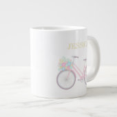 Monogramm Blume Fahrrad Niedlich Pastel Jumbo Tass Jumbo-Tasse (Vorderseite Rechts)