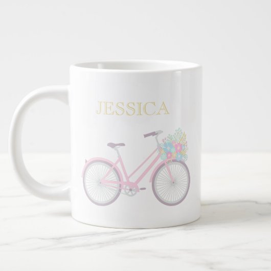 Monogramm Blume Fahrrad Niedlich Pastel Jumbo Tass Jumbo-Tasse (Links)