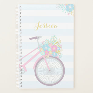 Monogramm Blume Fahrrad Niedliche Pastelltafel Planer