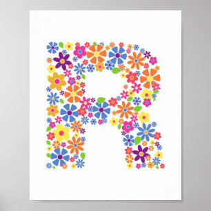 Monogramm-Blume Floral Letter R Poster