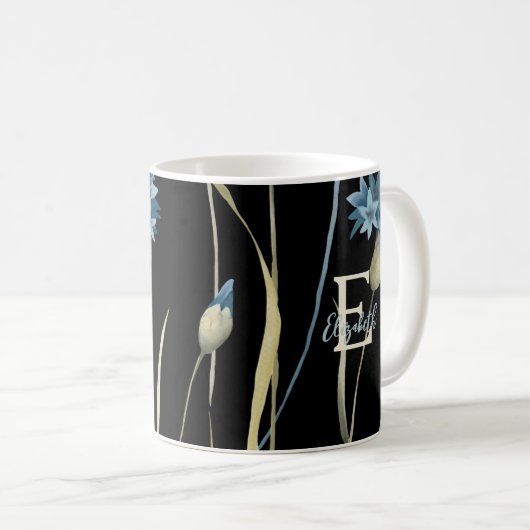 Monogramm-Blume für Muttertag Kaffeetasse (VorderseiteRechts)