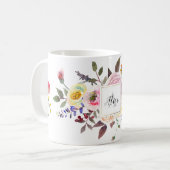 Monogramm Blume für Wasserfarben Pastell Rose Kaffeetasse (Vorderseite Links)