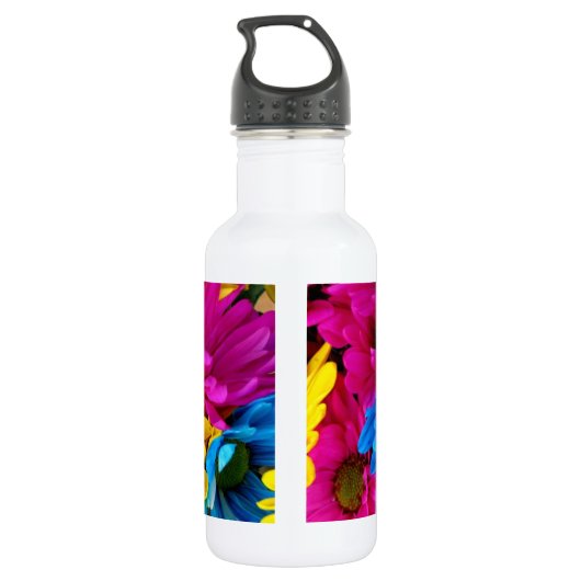 Monogramm-Blume in fluoreszierenden Farben Edelstahlflasche (Rückseite)