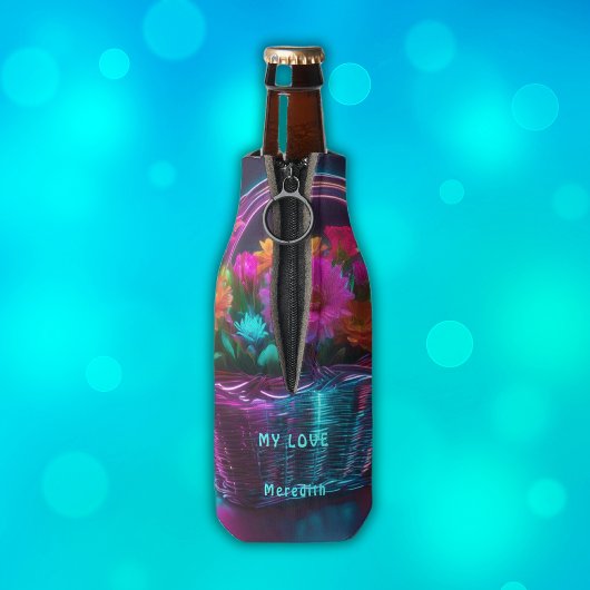 Monogramm Blume mit hellen Farben in einem Korb | Flaschenkühler