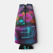 Monogramm Blume mit hellen Farben in einem Korb | Flaschenkühler (Rückseite)