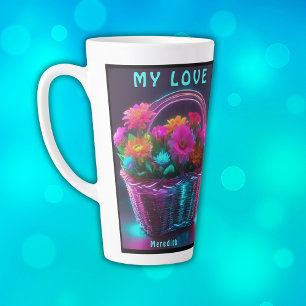Monogramm Blume mit hellen Farben in einem Korb Milchtasse