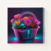 Monogramm Blume mit hellen Farben in einem Korb | Notizblock (Rückseite)