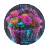 Monogramm Blume mit hellen Farben in einem Korb | Schneidebrett (Vorderseite)