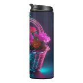 Monogramm Blume mit hellen Farben in einem Korb | Thermosbecher (Nach rechts gedreht)