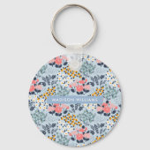 Monogramm-Blume Moderner Minimalistischer Schlüsse Schlüsselanhänger (Vorderseite)