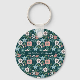 Monogramm-Blume Moderner Minimalistischer Schlüsse Schlüsselanhänger