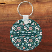 Monogramm-Blume Moderner Minimalistischer Schlüsse Schlüsselanhänger (Vorderseite)