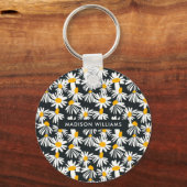 Monogramm-Blume Moderner Minimalistischer Schlüsse Schlüsselanhänger (Vorderseite)