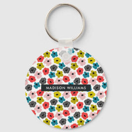 Monogramm-Blume Moderner Minimalistischer Schlüsse Schlüsselanhänger