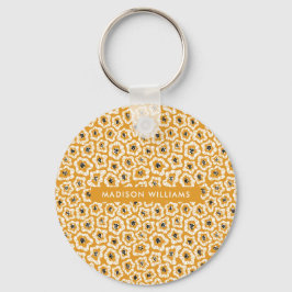 Monogramm-Blume Moderner Minimalistischer Schlüsse Schlüsselanhänger