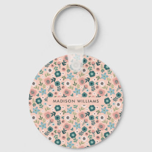 Monogramm-Blume Moderner Minimalistischer Schlüsse Schlüsselanhänger