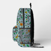 Monogramm Blume Muster Orange Swirren Berry auf Aq Bedruckter Rucksack (Rechts)