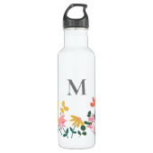 Monogramm-Blume Personalisiert Edelstahlflasche (Vorderseite)