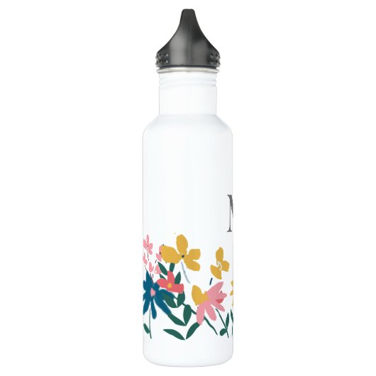 Monogramm-Blume Personalisiert Edelstahlflasche (Links)