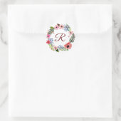 Monogramm-Blume Runder Aufkleber (Tasche)