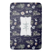 Monogramm Blume und Fern Blätter florale botanisch Badematte (Vorderseite Vertikal)