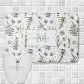 Monogramm Blume und Fern Blätter florale botanisch Badematte