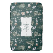Monogramm Blume und Fern Blätter florale botanisch Badematte (Vorderseite Vertikal)