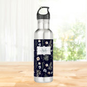 Monogramm Blume und Fern Blätter florale botanisch Edelstahlflasche