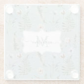 Monogramm Blume und Fern Blätter florale botanisch Glasuntersetzer (Rückseite)