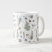 Monogramm Blume und Fern Blätter florale botanisch Jumbo-Tasse (Vorderseite Rechts)