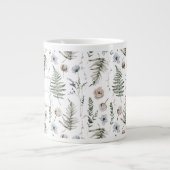 Monogramm Blume und Fern Blätter florale botanisch Jumbo-Tasse (Vorderseite)