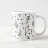 Monogramm Blume und Fern Blätter florale botanisch Jumbo-Tasse (Rechts)