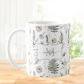 Monogramm Blume und Fern Blätter florale botanisch Kaffeetasse