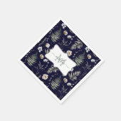 Monogramm Blume und Fern Blätter florale botanisch Serviette (Ecke)