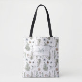 Monogramm Blume und Fern Blätter florale botanisch Tasche (Vorderseite)