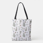 Monogramm Blume und Fern Blätter florale botanisch Tasche (Rückseite)