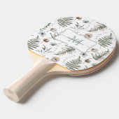 Monogramm Blume und Fern Blätter florale botanisch Tischtennis Schläger (Vorderseite)