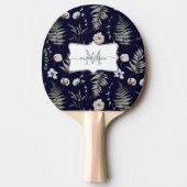 Monogramm Blume und Fern Blätter florale botanisch Tischtennis Schläger (Vorderseite)