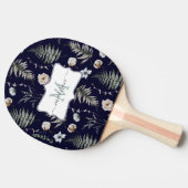 Monogramm Blume und Fern Blätter florale botanisch Tischtennis Schläger (Seitenansicht)