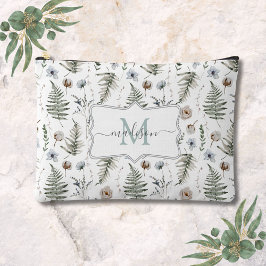 Monogramm Blume und Fern Blätter florale botanisch Zubehörtasche