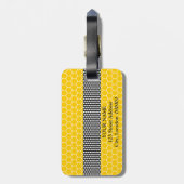 Monogramm-Blume und Honeycomb-Muster Personalisier Gepäckanhänger (Rückseite vertikal)