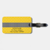 Monogramm-Blume und Honeycomb-Muster Personalisier Gepäckanhänger (Rückseite horizontal)