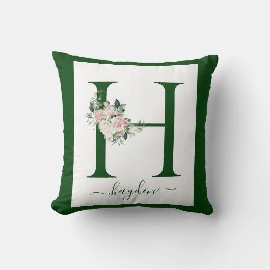 Monogramm Blumen Buchstabe H Kissen (Vorderseite)