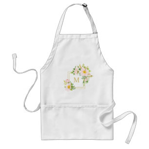 Monogramm Blumen Chic Pastell Süße Rosenstrauß Schürze