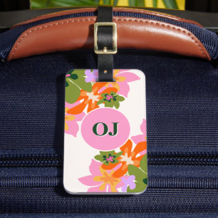 Monogramm Blumen farbenfroh elegant feminin Gepäckanhänger