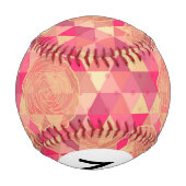 Monogramm-Blumen geometrisches Muster Baseball (Rückseite)