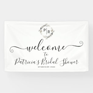 Monogramm Blumen Hochzeitsdusche Willkommensschild Banner